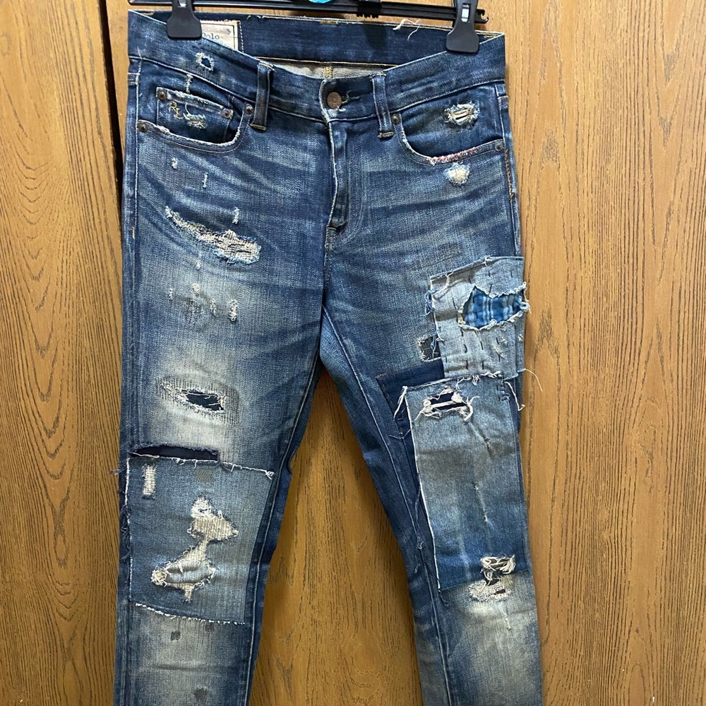 Ralph Lauren polo skinny Tompkins patchwork jeans size 28